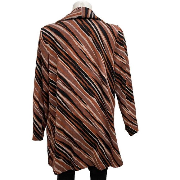 Dennis Basso Jacquard Open Front Knit Cardigan Sweater Safari Print sz US Large - Picture 6 of 12